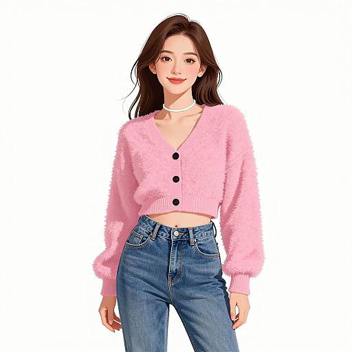 Smiling Woman in Casual Chic Outfit