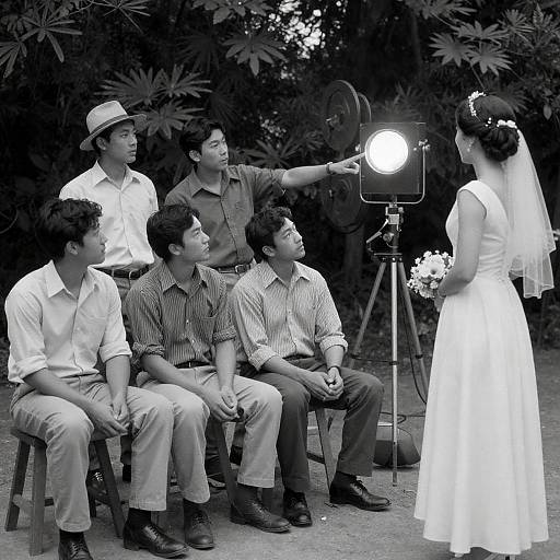 Black and White Vintage Film Set Wedding Scene