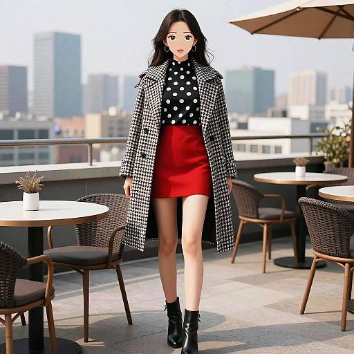 Digital Manga Woman on Rooftop