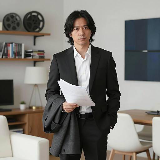 Man in Black Suit Holding Papers