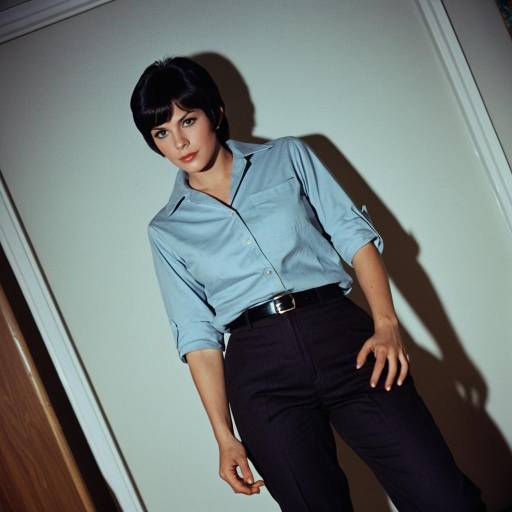 Woman in Vintage 1960s Shirt and Trousers