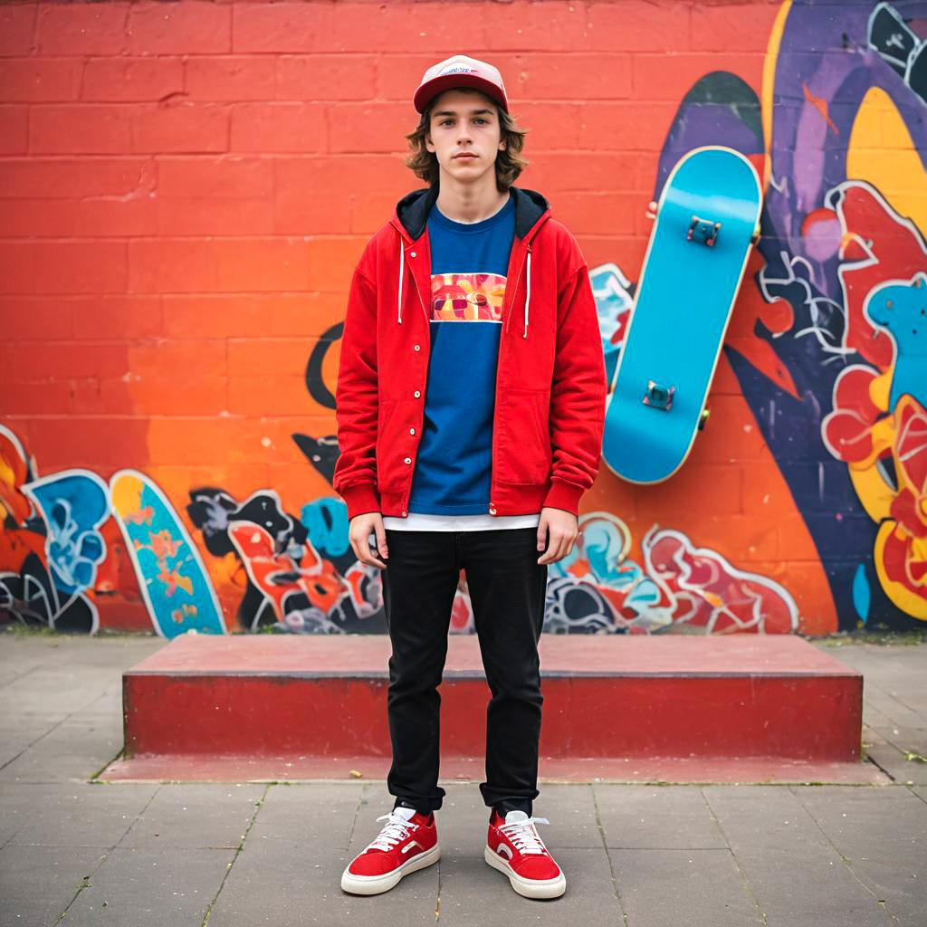 Vibrant Skateboarder in Colorful Park