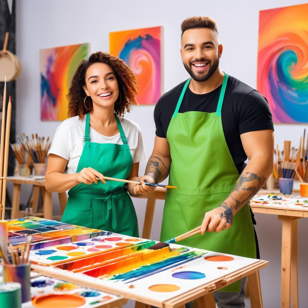 Joyful Artists Creating Vibrant Artwork