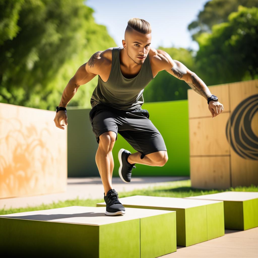 Dynamic Parkour Athlete in Urban Environment