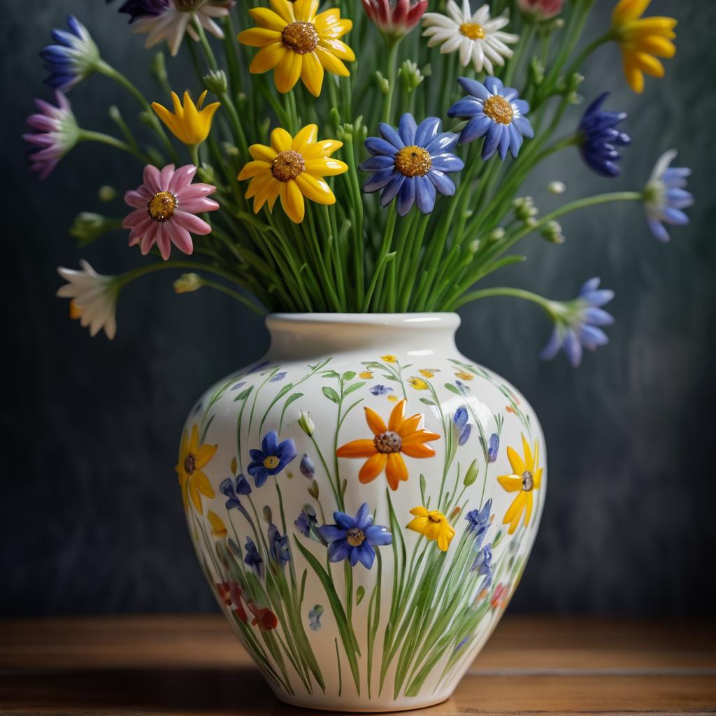 Macro Photography of Artistic Vase and Flowers