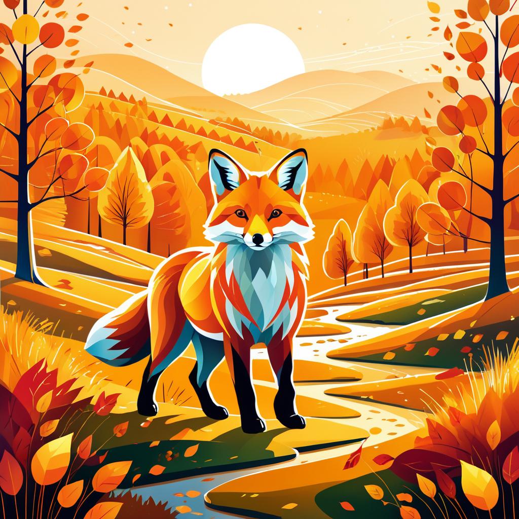 Clever Fox in Autumn's Vibrant Landscape