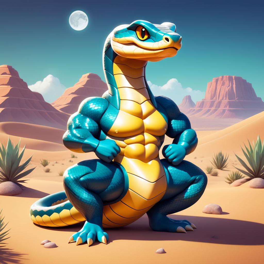 Kawaii Buff Snake in Enchanted Desert