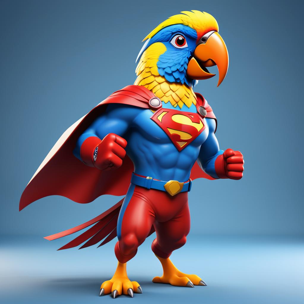 Vibrant Superhero Parrot Concept Art