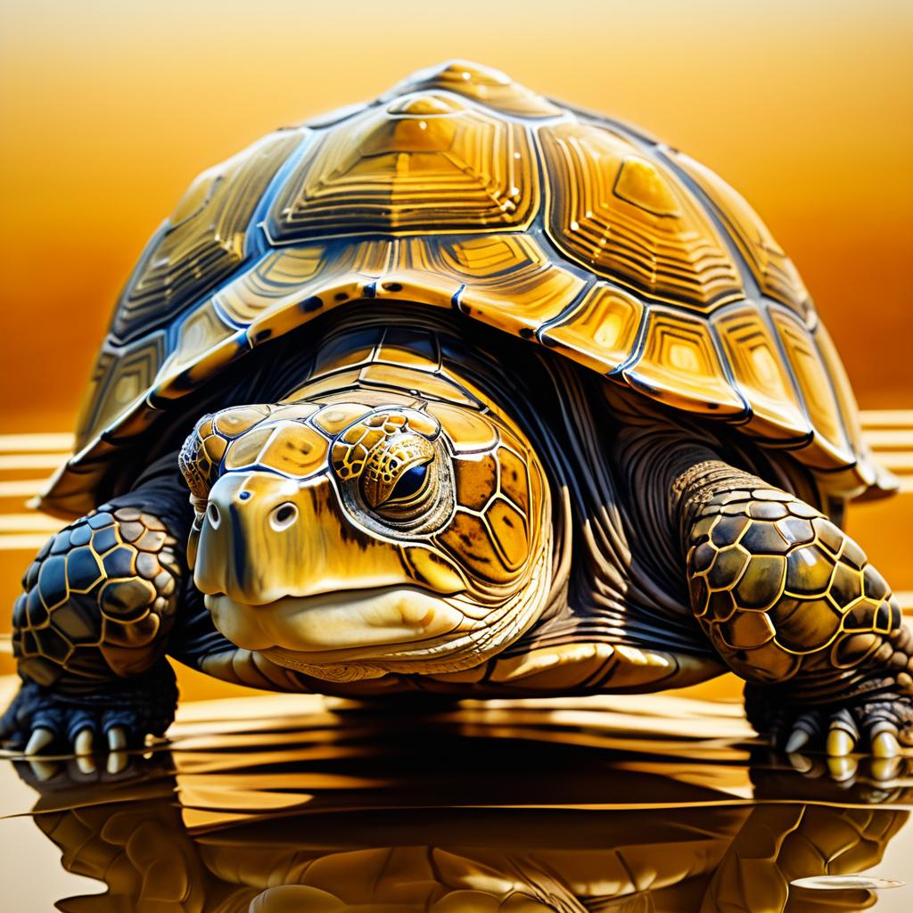 Serene Old Tortoise in Amber Hues