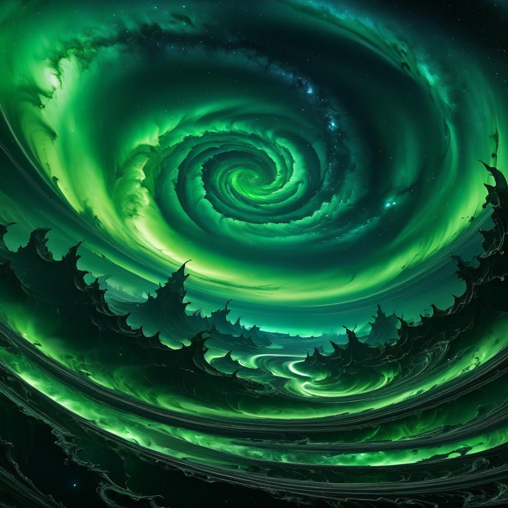 Eerie Cosmic Dread with Green Swirls