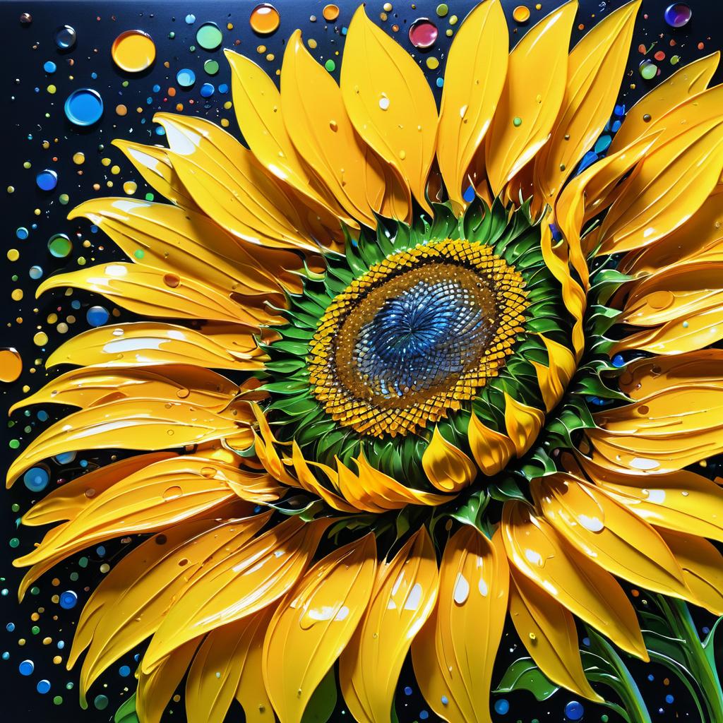 Cinematic Colorful Sunflower Art Inspired by Klimt