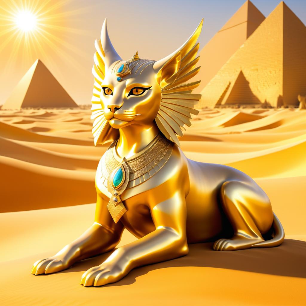 Majestic Sphinx in Dazzling Desert Landscape