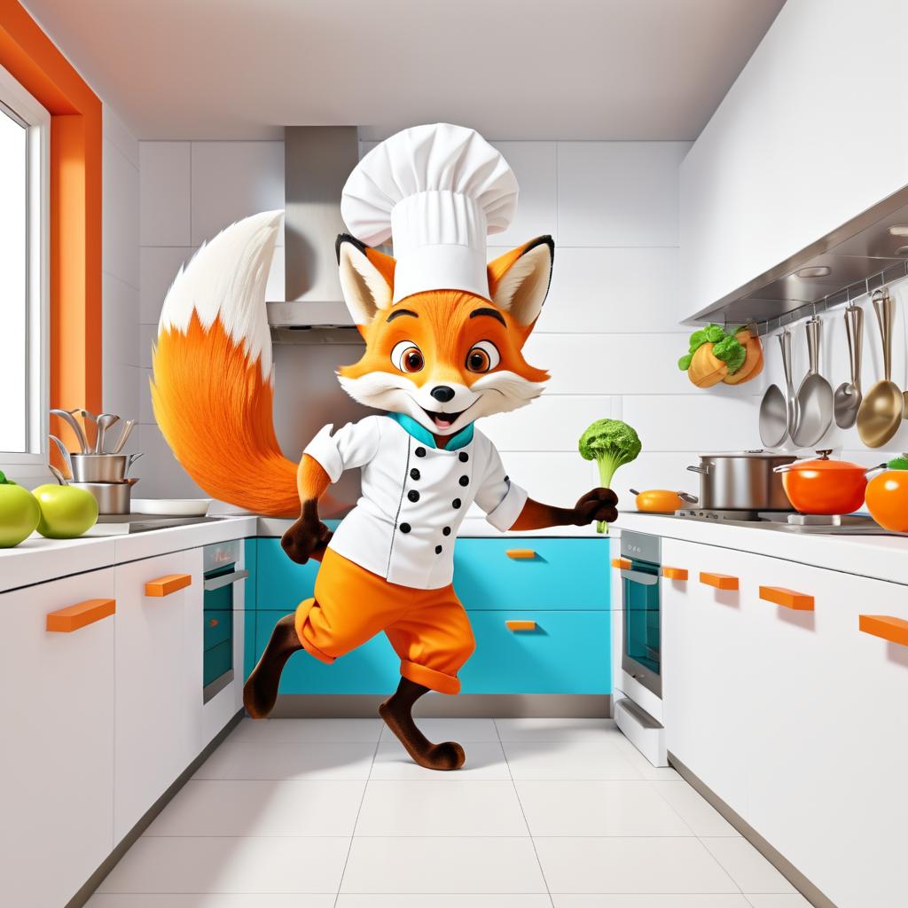 Playful Fox Chef in Colorful Kitchen