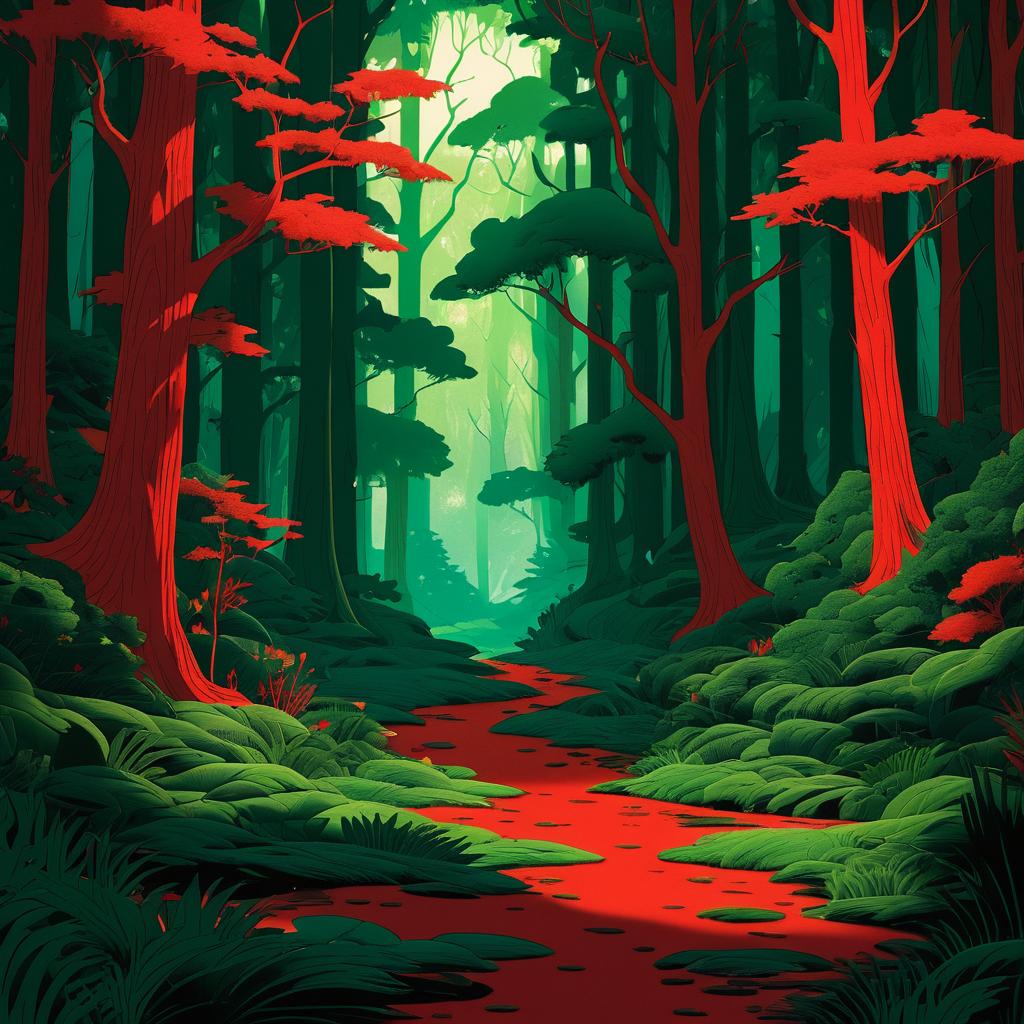 Ancient Mystical Forest Fantasy Illustration