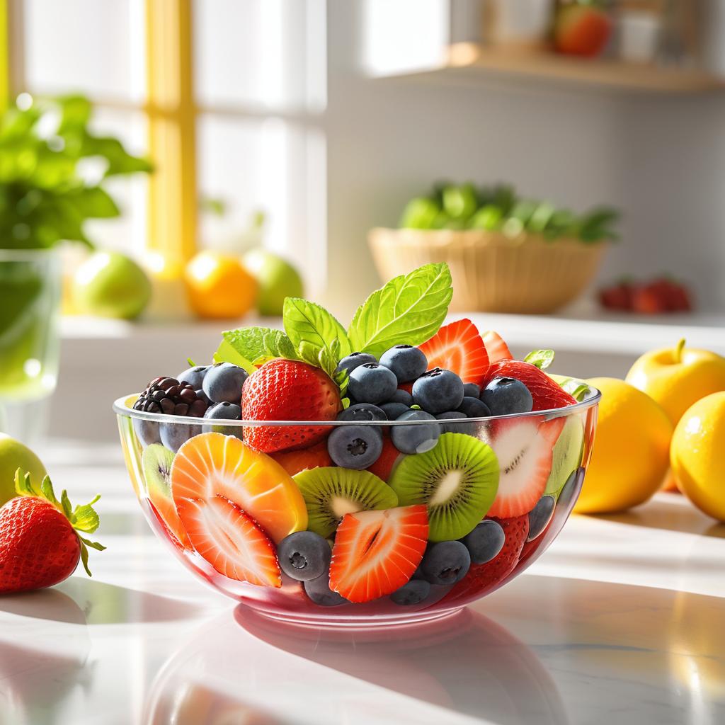 Vibrant Fruit Salad in Bright Kitchen