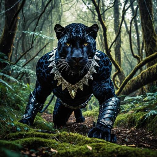 Majestic Panther Charging Through Enchanted Forest