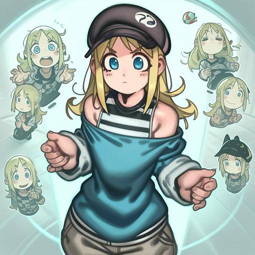 Illustration of Ana coppola, ichigo mashimaro in the style of Kelvin hiu