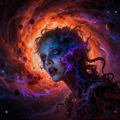 Cosmic Horror Face Merging Scene