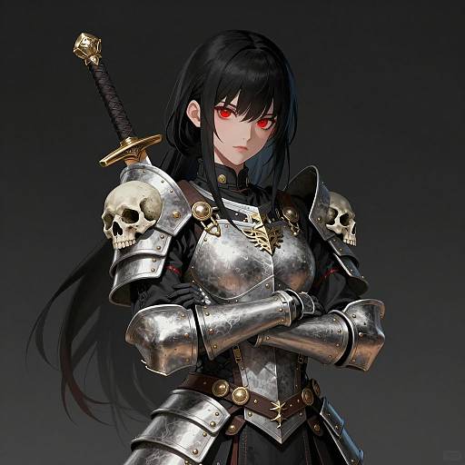 Anime Female Warrior in Ornate Armor