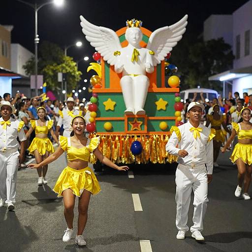Colorful Night Parade in City Street