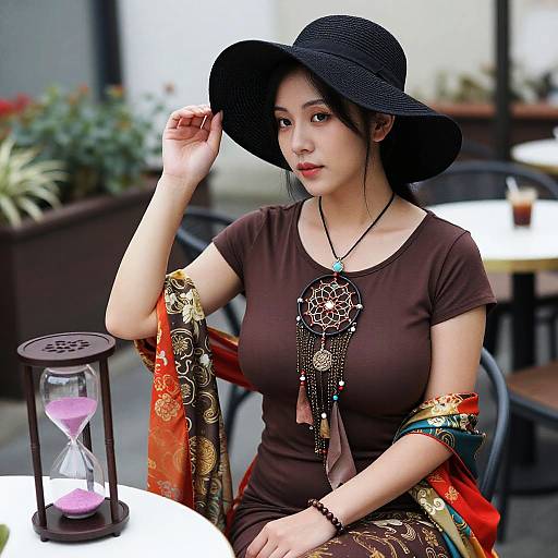 Elegant Asian Woman in Dreamcatcher Style