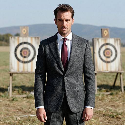 Confident Man in Tweed Suit Outdoors