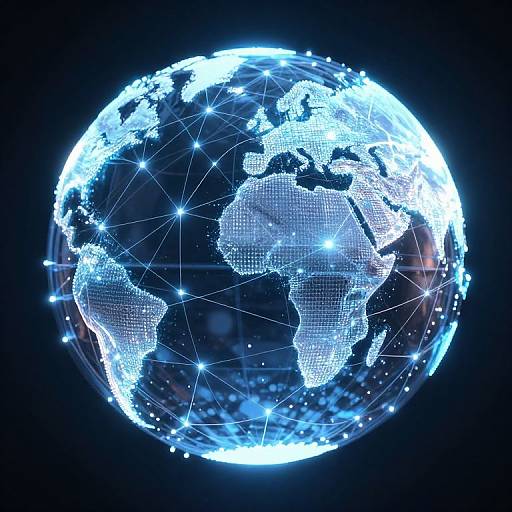 Futuristic Earth Globe with Blockchain