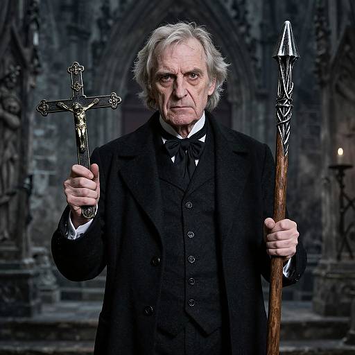 Victorian Man with Crucifix and Stake