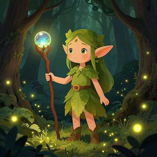 Whimsical Forest Elf in Enchanted Glade