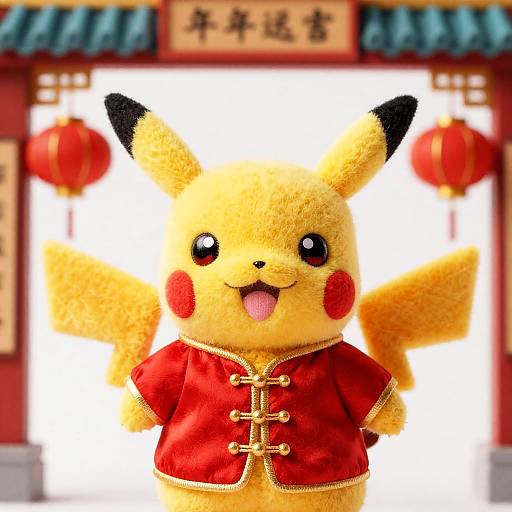 Wool Pikachu in Mandarin Jacket