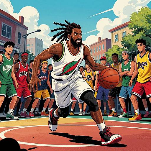 Dynamic Streetball Action Illustration