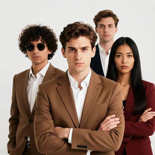 Group Portrait Against a White Background
