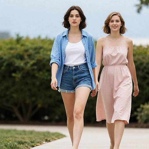 Sunny Stroll: Two Women Outdoors