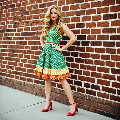 Young Woman in Colorful Summer Dress