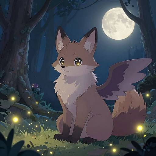 Peaceful Bat Fursona in Enchanted Forest
