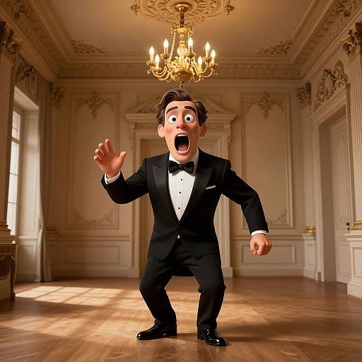 3D Animated Sophisticated Man in Grand Room