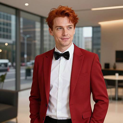 Confident Red-Haired Man in Urban Elegance