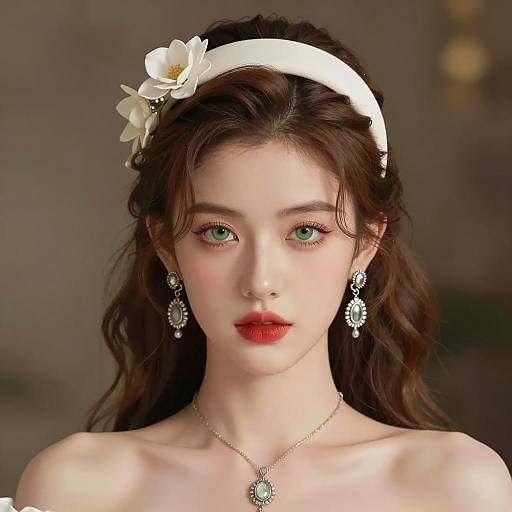 Elegant Young Woman in Floral Headband