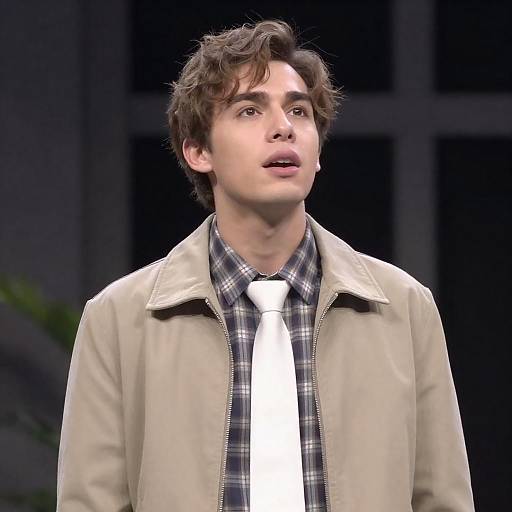 Expressive Young Man in Beige Jacket