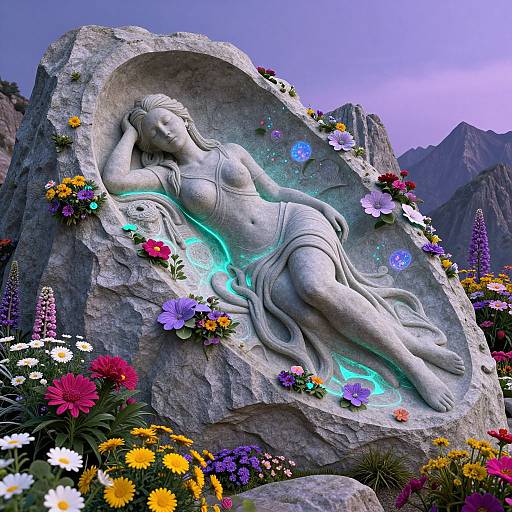 Ethereal Giantess Stone Carving Fantasy