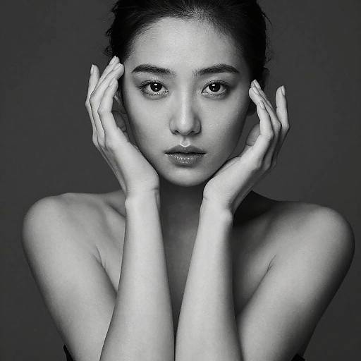 Elegant Asian Girl Portrait in B&W