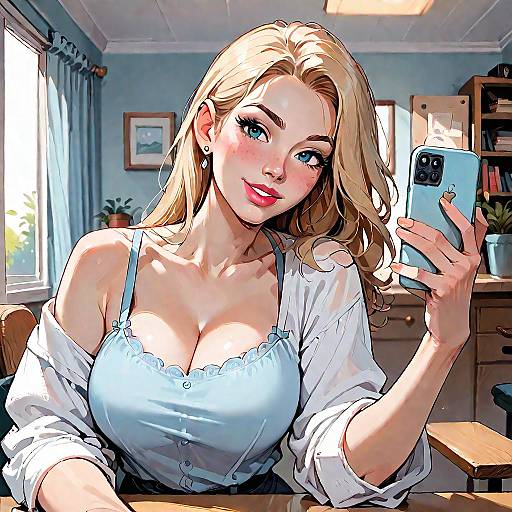 Casual Indoor Selfie of Blonde Woman