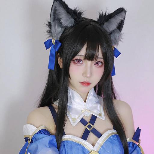 Anime-Style Cosplay Selfie Woman