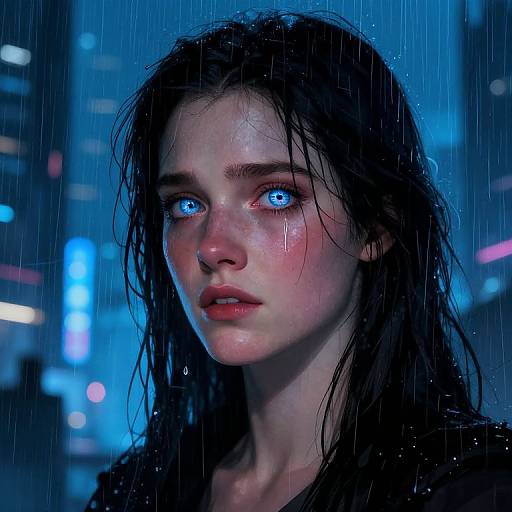 Futuristic Rachel in Neon Dystopia