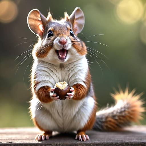 Happy Squirrel Holding Nut