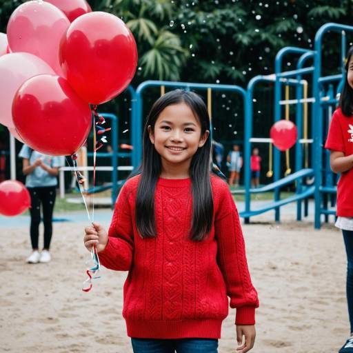Filipino Girl Holding Balloons at Playground