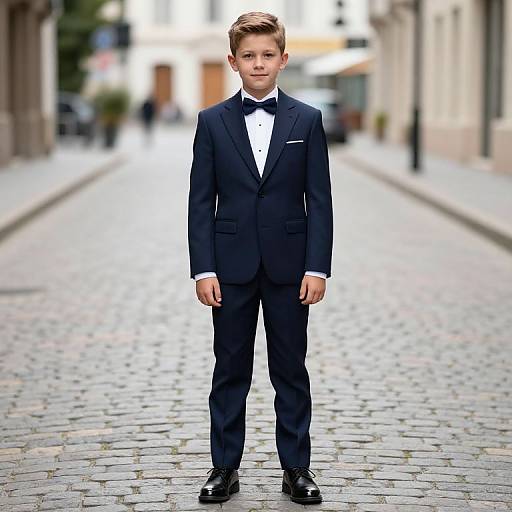 Boy in Elegant Suit on Street