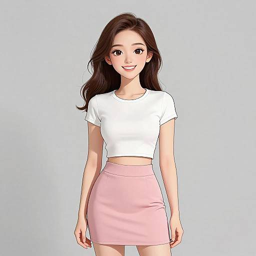 Smiling Woman in Casual Chic Outfit