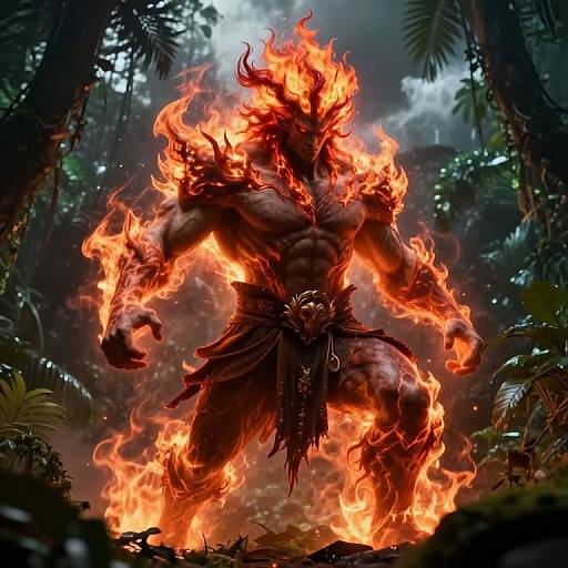 Fiery Uzaru Mythical Warrior in Jungle