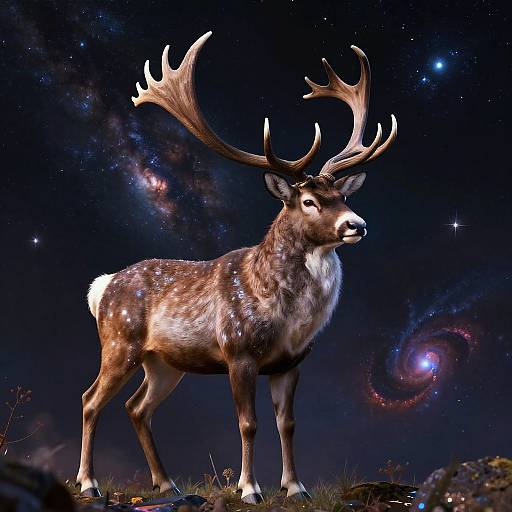 Celestial Stag in Cosmic Dreamscape
